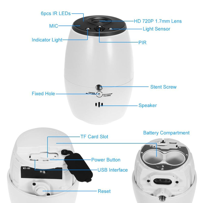 720P Wireless Wifi Camera With Two-Way Audio Night Vision Pir Detection And Ip54 Waterproofing