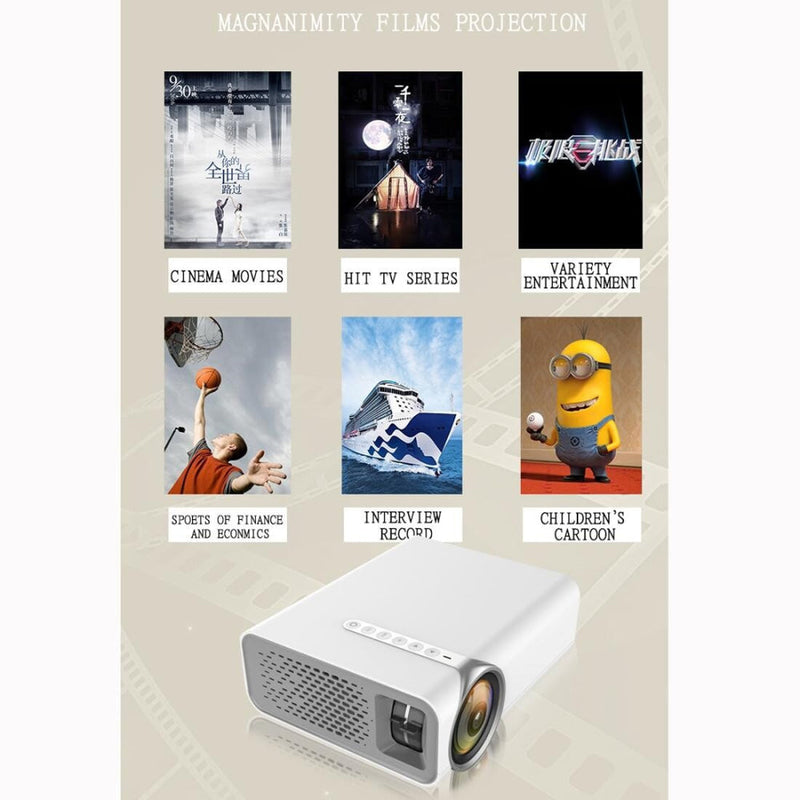 Mini Led Projector 1800 Lumens For Home Theater - Hdmi / Av / Sd / Usb / Vga Support - White Mobile Phone Version
