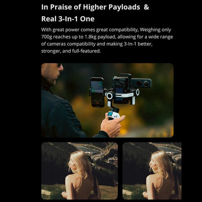 Aircross S 3 Axis Foldable Handheld Gimbal Stabilizer For Dslr Cameras And Smart Phone White