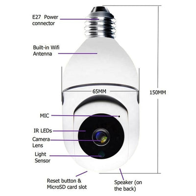 2.4G Two-Way Voice Intercom Bulb Camera - 1080P 2Mp White