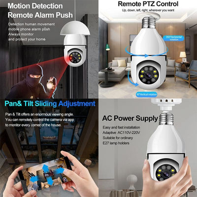 2.4G Two-Way Voice Intercom Bulb Camera - 1080P 2Mp White