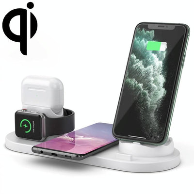 6 In 1 10W Wireless Charger Stand Qi Standard - White