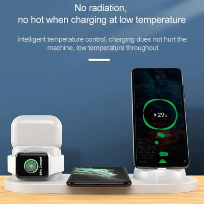 6 In 1 10W Wireless Charger Stand Qi Standard - White