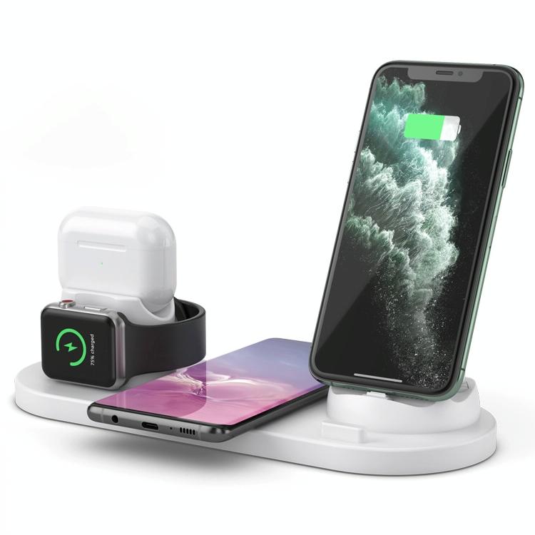 6 In 1 10W Wireless Charger Stand Qi Standard - White