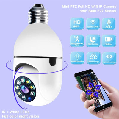2Mp 5G Dual Frequency Bulb Camera With Two-Way Voice Intercom - White