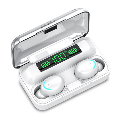 Bluetooth Earphone with Noise Reduction & Led Display - Black - Ip6D1057W Led Light White