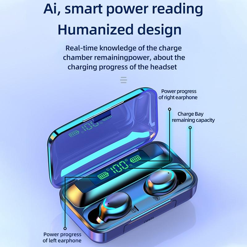 Bluetooth Earphone with Noise Reduction & Led Display - Black - Ip6D1057W Led Light White