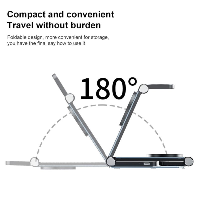 15W 3 In 1 Foldable Desktop Wireless Charger - White