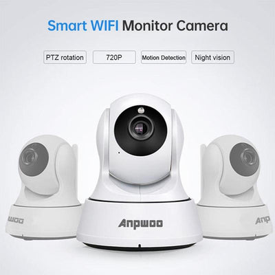 720P Smart Wifi Monitor Camera With 100W Wide Angle Lens Night Vision & Tf Card Expansion