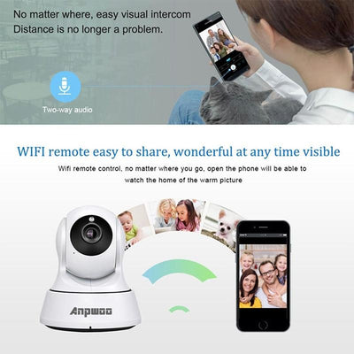 720P Smart Wifi Monitor Camera With 100W Wide Angle Lens Night Vision & Tf Card Expansion