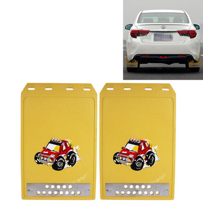 2 Pcs Premium Heavy Duty Molded Splash Mud Flaps Auto Front And Rear Fender Guard Small Size Random Pattern Delivery - Yellow