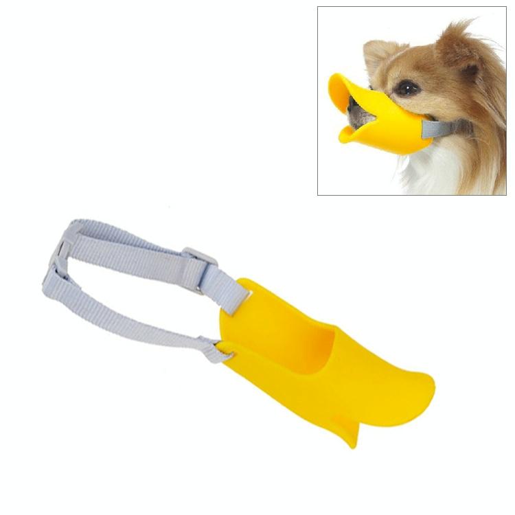 Cute Duck Mouth Shape Silicone Muzzle For Pet Dog - Size S Yellow