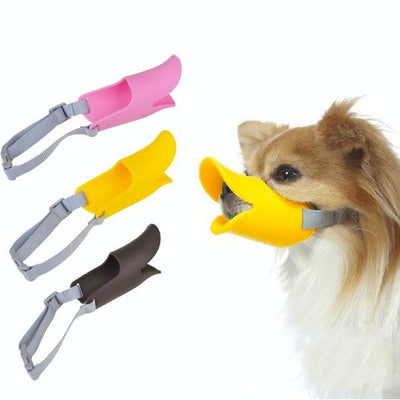 Cute Duck Mouth Shape Silicone Muzzle For Pet Dog - Size S Yellow
