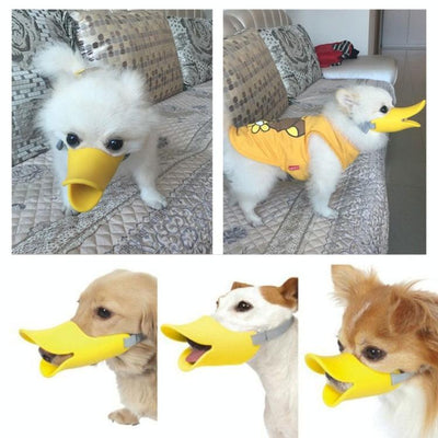 Cute Duck Mouth Shape Silicone Muzzle For Pet Dog - Size S Yellow