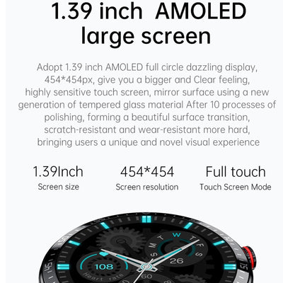 Leather Strap Amoled Smart Watch With Heart Rate And Blood Pressure Monitoring - Brown