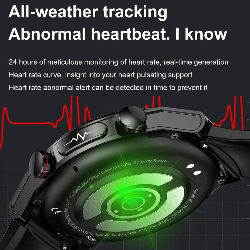 1.39 Inch Ips Screen Ip67 Waterproof Leather Band Smart Watch Support Body Temperature Monitoring / Ecg - Brown