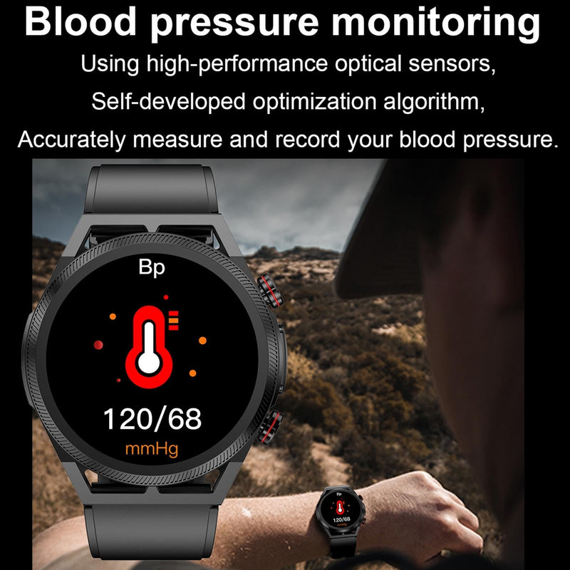 1.39 Inch Ips Screen Ip67 Waterproof Leather Band Smart Watch Support Body Temperature Monitoring / Ecg - Brown