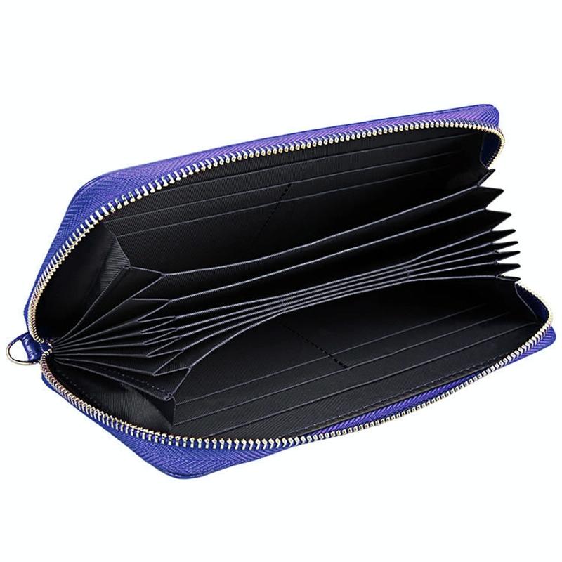 Leather Rfid Card Holder Wallet with Hand Strap - Brown