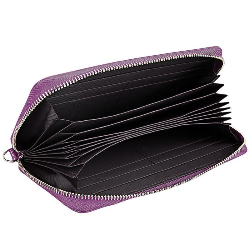 Leather Rfid Card Holder Wallet with Hand Strap - Brown