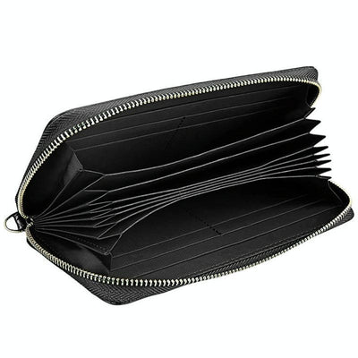 Leather Rfid Card Holder Wallet with Hand Strap - Brown