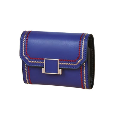 Snap Button Rfid Leather Wallet - Compact Design - Light Purple