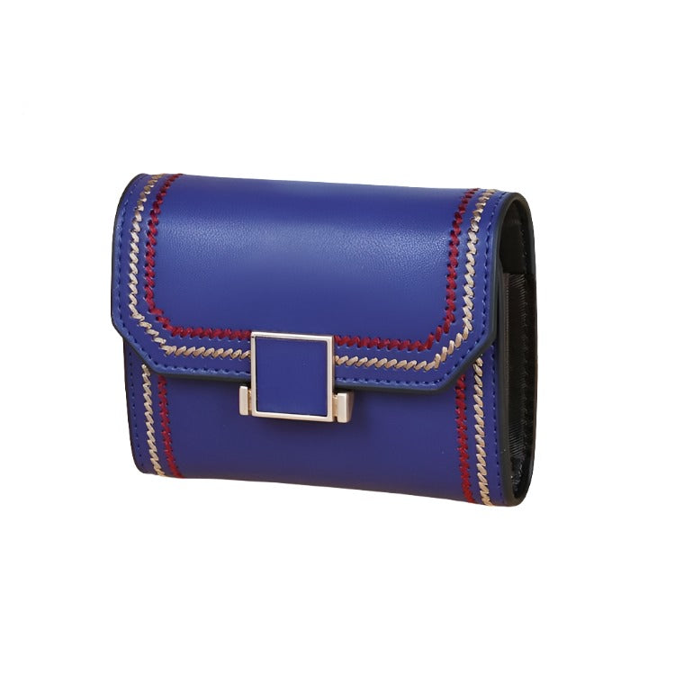 Snap Button Rfid Leather Wallet - Compact Design - Light Purple