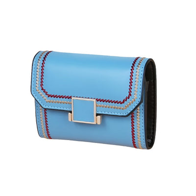 Snap Button Rfid Leather Wallet - Compact Design - Light Purple