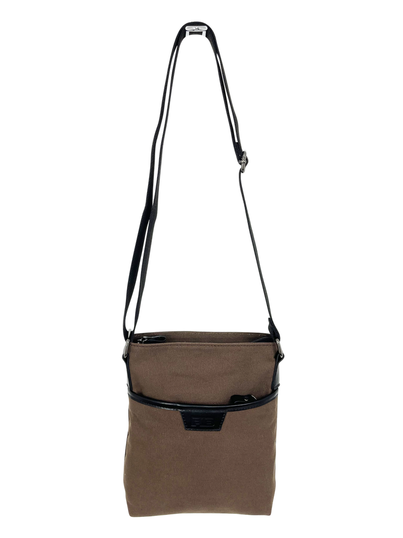 FIB Byron Canvas Sling Bag Shoulder Travel Cross Body - Brown