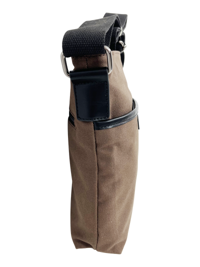 FIB Byron Canvas Sling Bag Shoulder Travel Cross Body - Brown