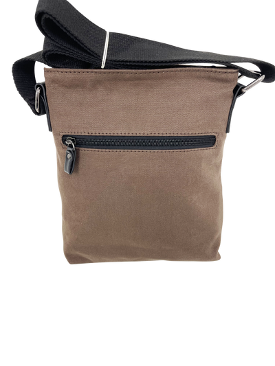 FIB Byron Canvas Sling Bag Shoulder Travel Cross Body - Brown