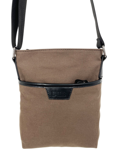 FIB Byron Canvas Sling Bag Shoulder Travel Cross Body - Brown
