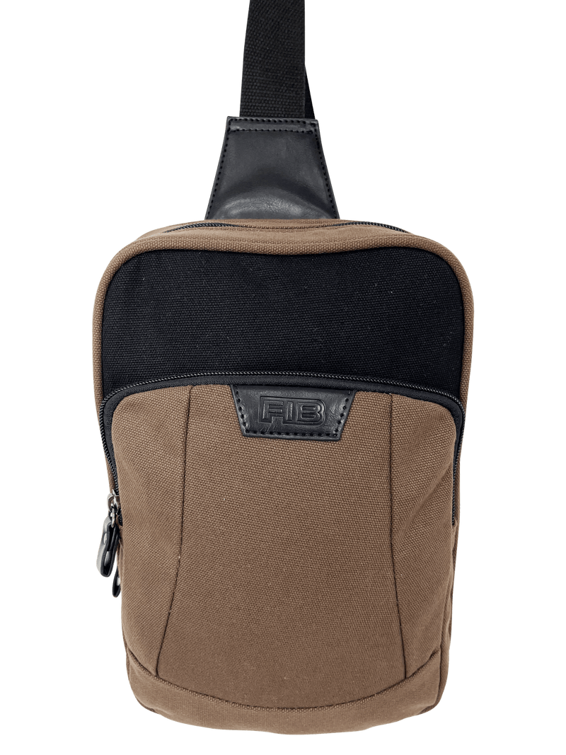 FIB Byron Sling Backpack Bag Travel w/ Single Adjustable Strap - Brown