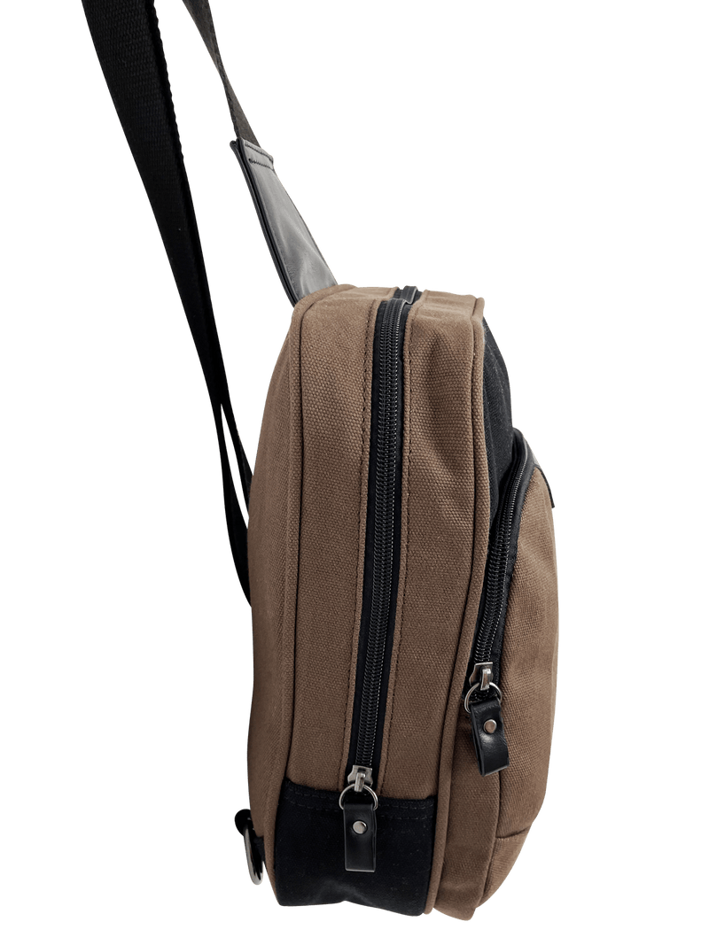 FIB Byron Sling Backpack Bag Travel w/ Single Adjustable Strap - Brown