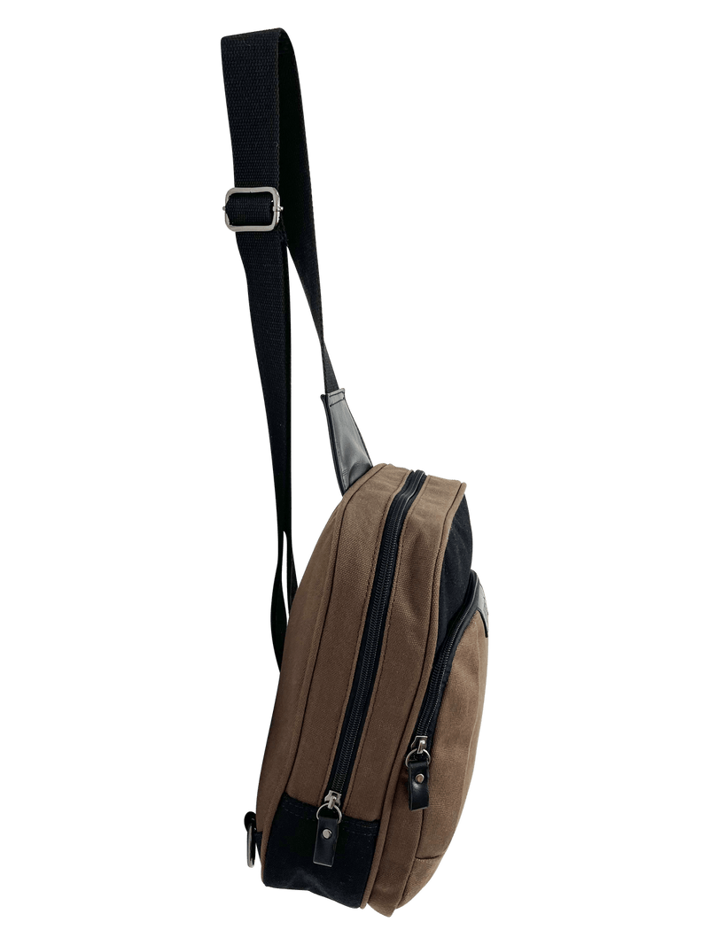 FIB Byron Sling Backpack Bag Travel w/ Single Adjustable Strap - Brown