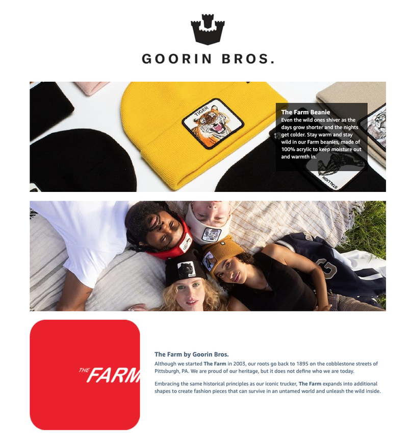 Goorin King Beanie Hat Hear Me Roar Warm Winter Ski Animal Series - Black