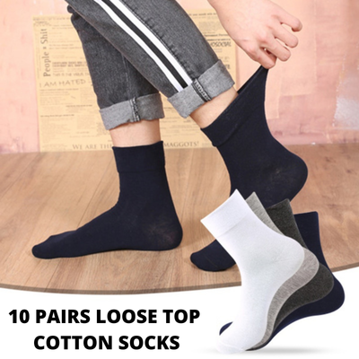 10x Pairs COTTON Rich LOOSE TOP SOCKS Medical Circulation Diabetic Comfort BULK -  -