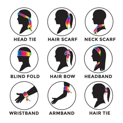 Rainbow Head / Wrist Band Gay Pride Scarf LBGTQ Hair Tie Headband Costume Party