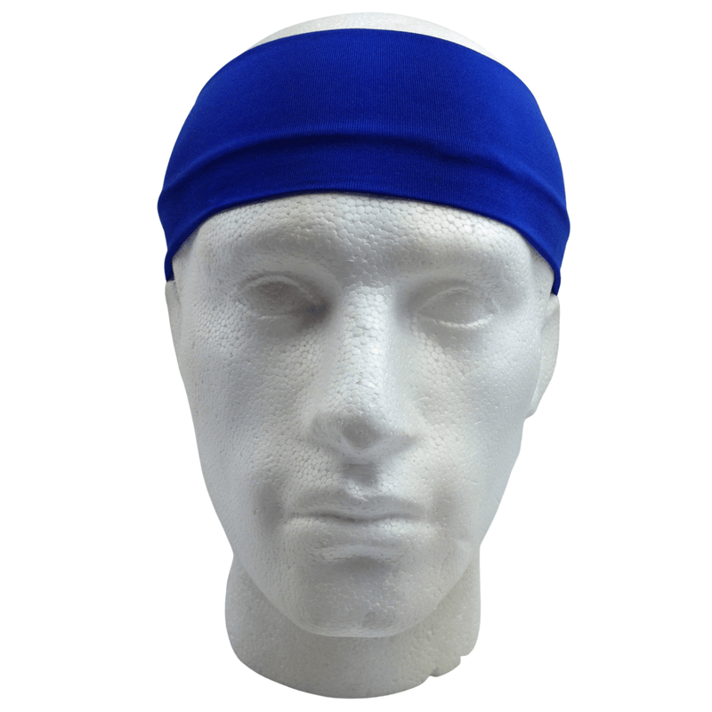 PLAIN HEADBAND Elastic Stretch Sports Yoga Hair Band Unisex 8cm Wide Wrap - Blue