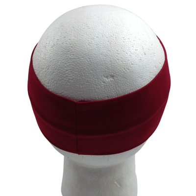 PLAIN HEADBAND Elastic Stretch Sports Yoga Hair Band Unisex 8cm Wide Wrap - Burgundy