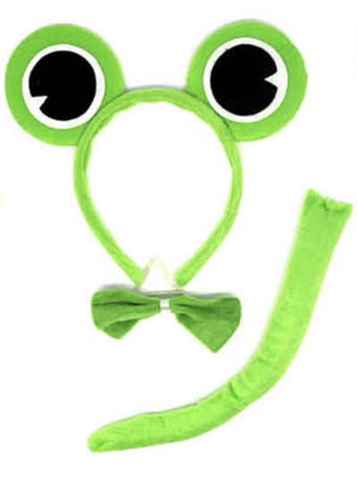 FROG HEADBAND w Bow Tail Animal Costume Halloween Party Hair Accessory