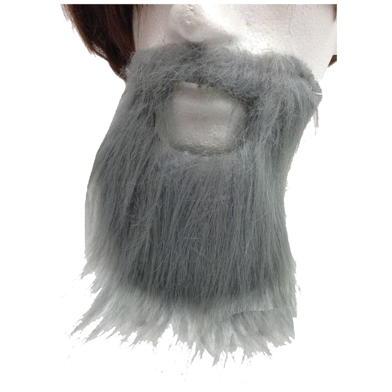 PARTY BEARD Moustache Costume Fancy Dress Mustache Halloween Fake Facial Hair - Grey