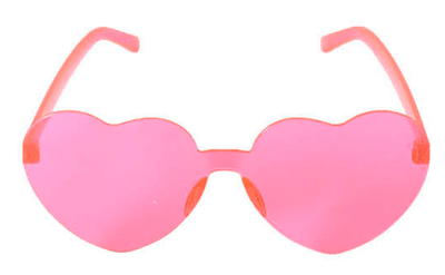 Heart Sun Glasses Metal Frame Costume - Pink