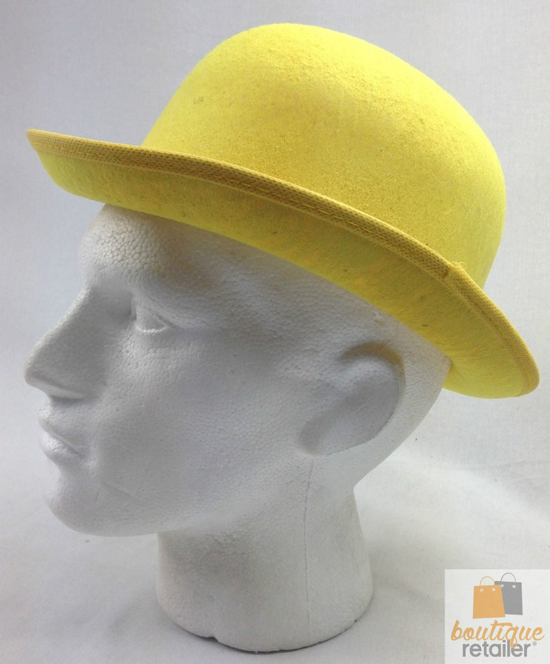 BOWLER HAT Party Costume Derby Fancy Dress Dance Halloween Vintage Cap - Yellow