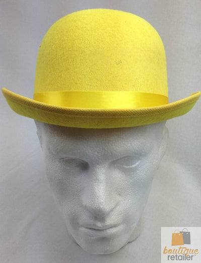 BOWLER HAT Party Costume Derby Fancy Dress Dance Halloween Vintage Cap - Yellow