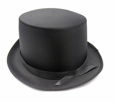 SATIN TOP HAT Costume Party Cap Fancy Dress Trilby Fedora One Size - Black