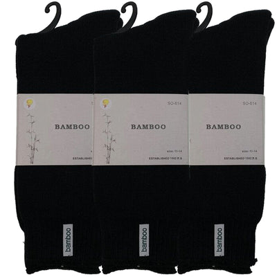 3 Pairs PREMIUM BAMBOO SOCKS Mens Heavy Duty Thick Work Socks BULK Cushion - Black - 7-11