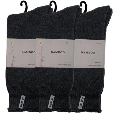 3 Pairs PREMIUM BAMBOO SOCKS Mens Heavy Duty Thick Work Socks BULK Cushion - Charcoal Grey - 7-11