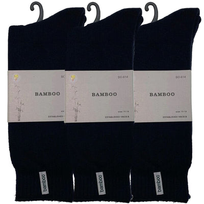 3 Pairs PREMIUM BAMBOO SOCKS Mens Heavy Duty Thick Work Socks BULK Cushion - Navy Blue - 7-11
