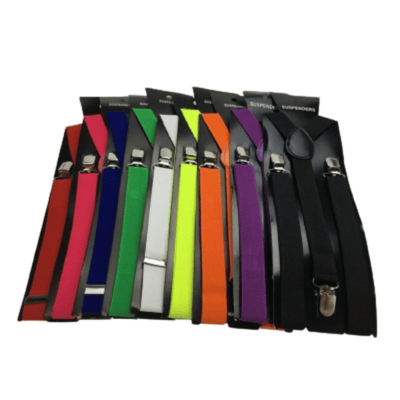 3x Mens Suspenders Braces Adjustable Strong Clip On Elastic Formal Wedding Slim - Assorted Colour Pack