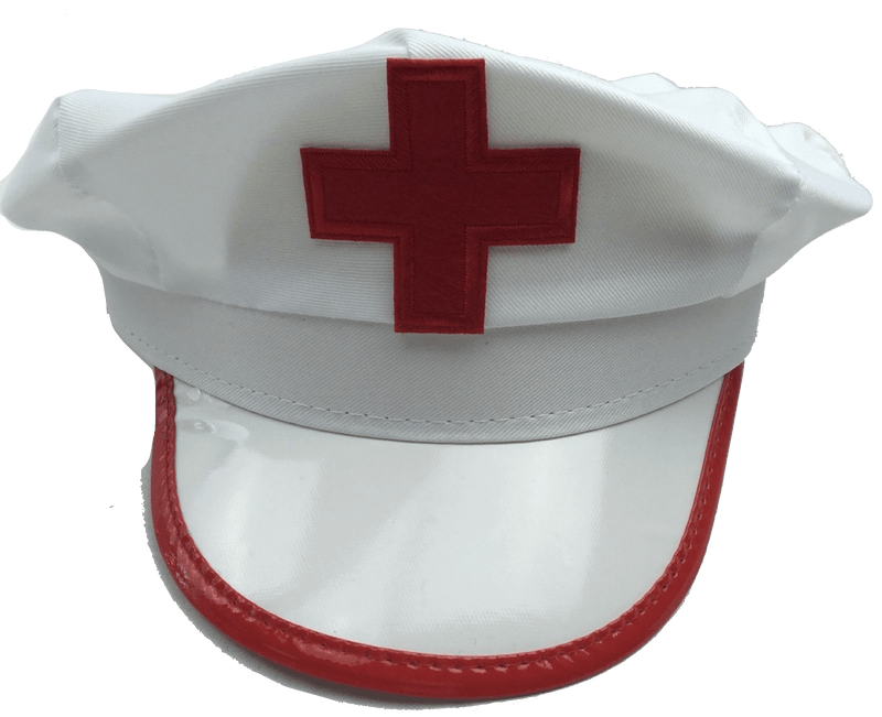 NURSE HAT Doctor Fancy Halloween Party Costume Accessory Cap - White/Red